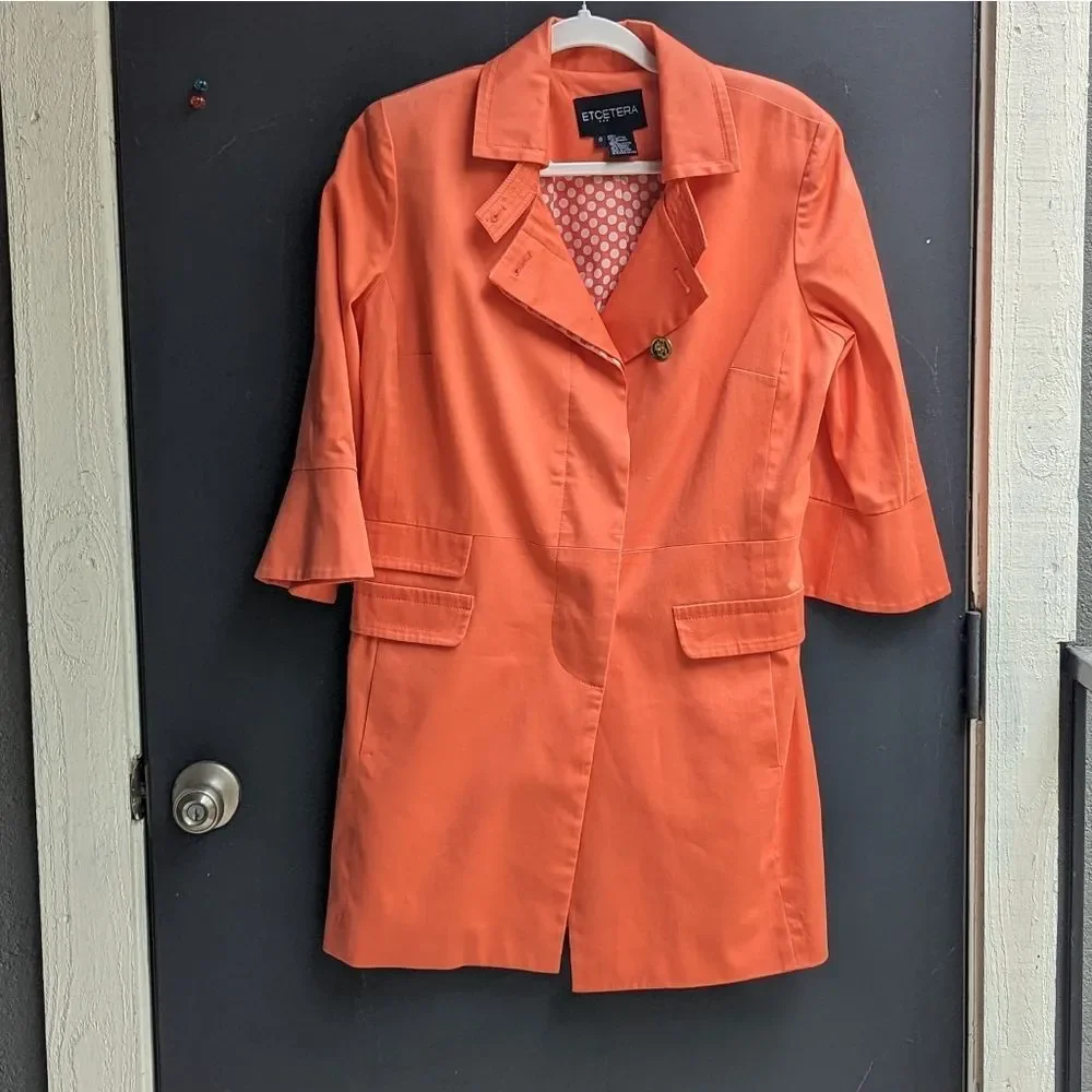 Etcetera Bell Sleeve Trenchcoat Peachy Coral - Picture 3 of 13